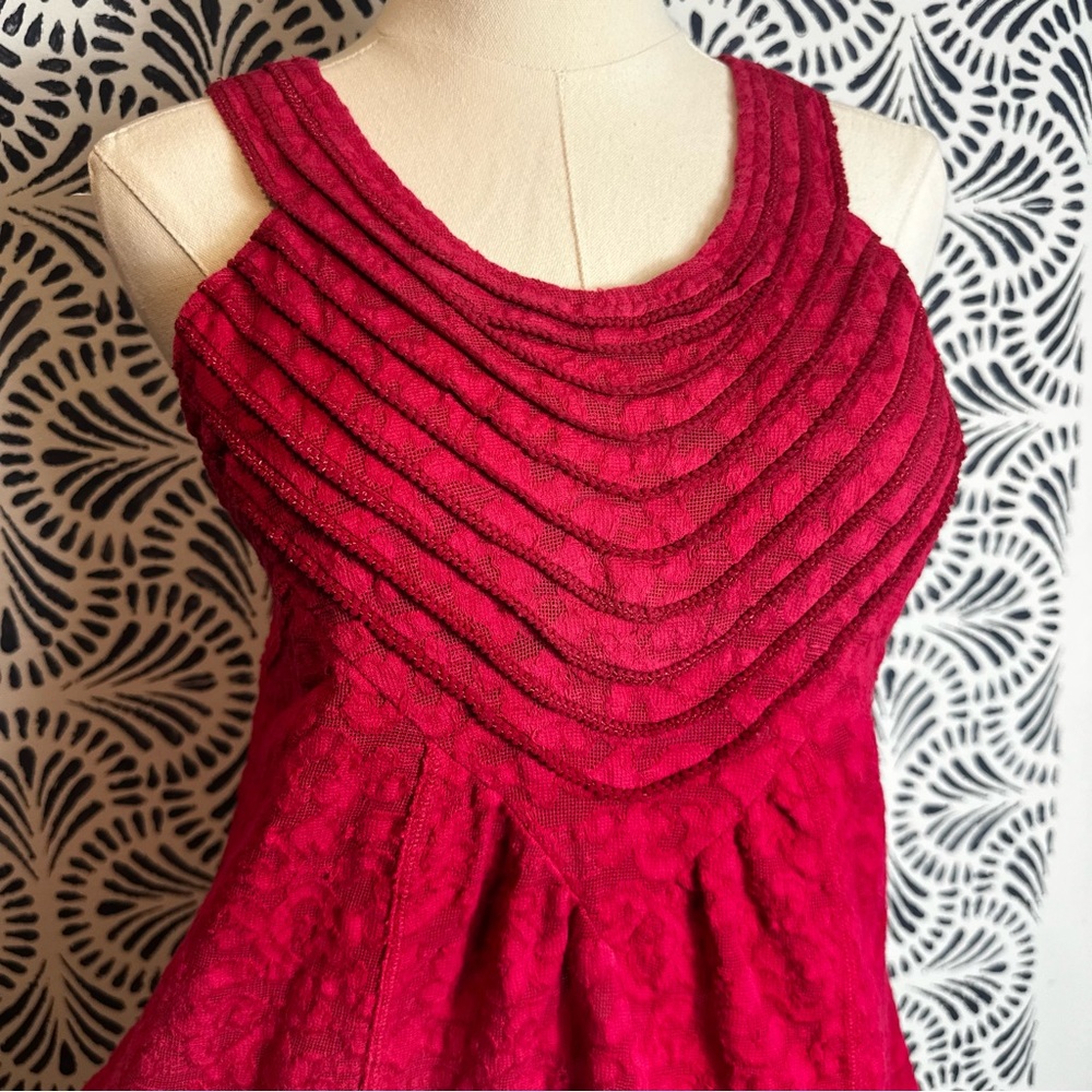 Free People Raspberry Magenta Lace Stretch Tank Top